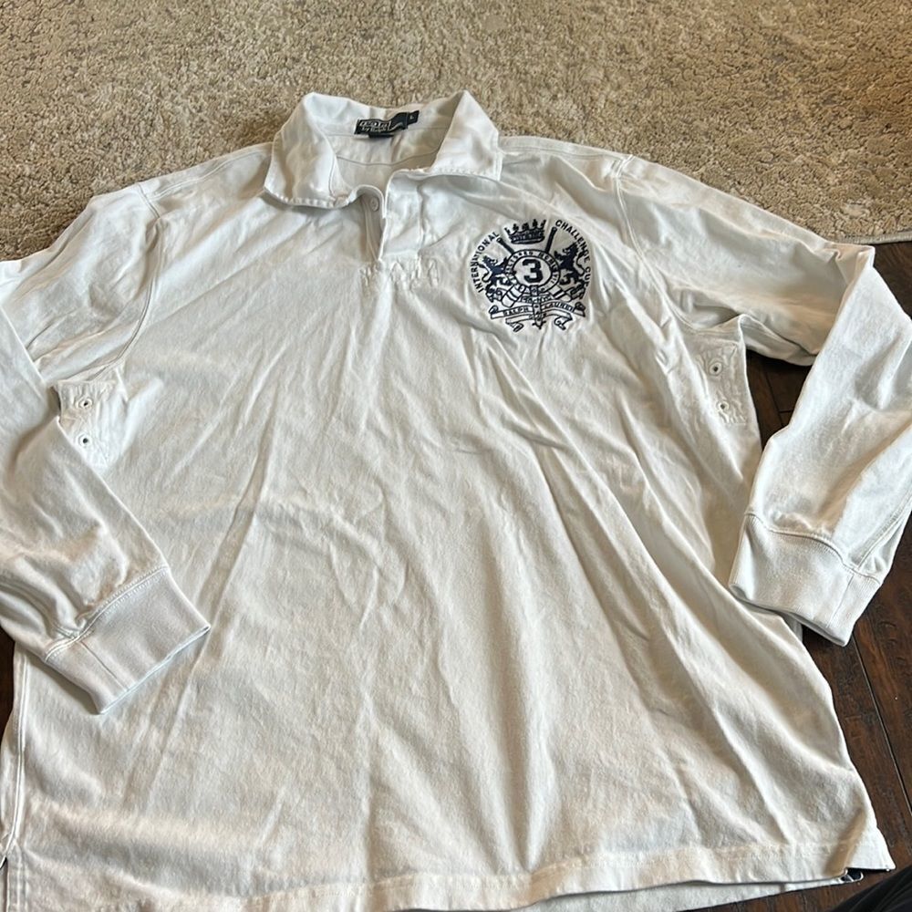 POLO Ralph Lauren International Challenge Cup Polo sweatshirt size L EUC white
